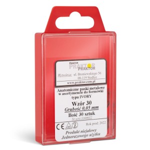 PASKI DO FORMÓWEK Praktor Nr.30 Ivory /anatomiczne z dziureczkami, trzon. i przedtrz. z jednym, dwoma brzusz. 30szt./ 0,05mm.
