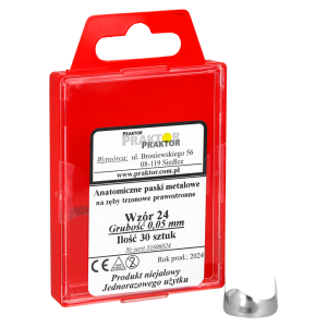 PASKI DO FORMÓWEK Praktor Nr.24 /anatomiczne  - trzon. prawostronne 30szt./ 0,05mm.
